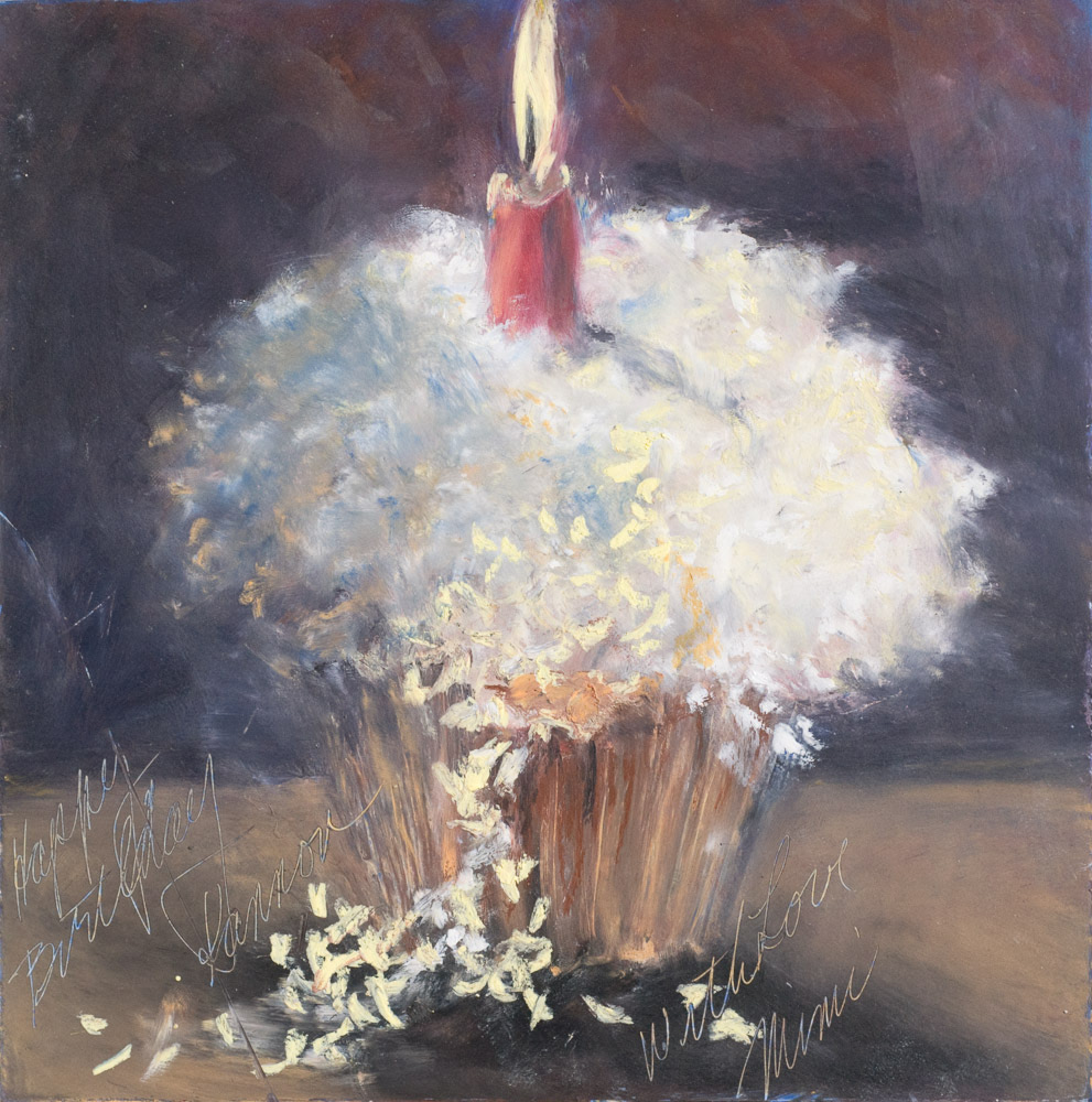 Kannon's Cupcake, 8" x 8", oil pastel on paper