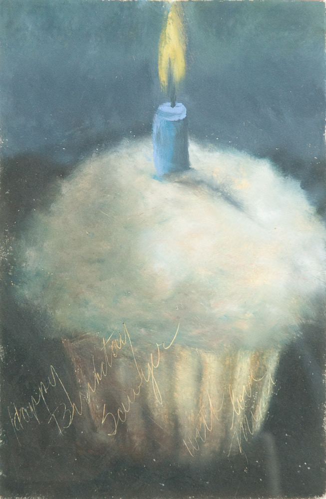 Sawyer's Cupcake, 9" x 6", oil pastel on paper