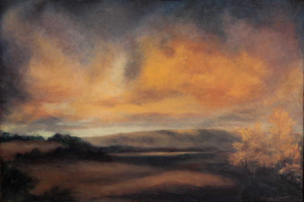 The Sandias, 24" x 36", oil pastel on panel, 2010